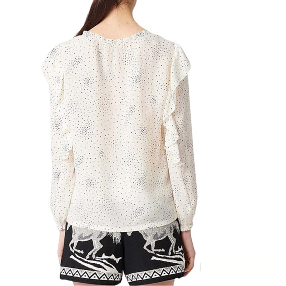 Maje Lacky Ruffle Star Printed Cupro Blouse Size 3 / Large NWT - Picture 5 of 16